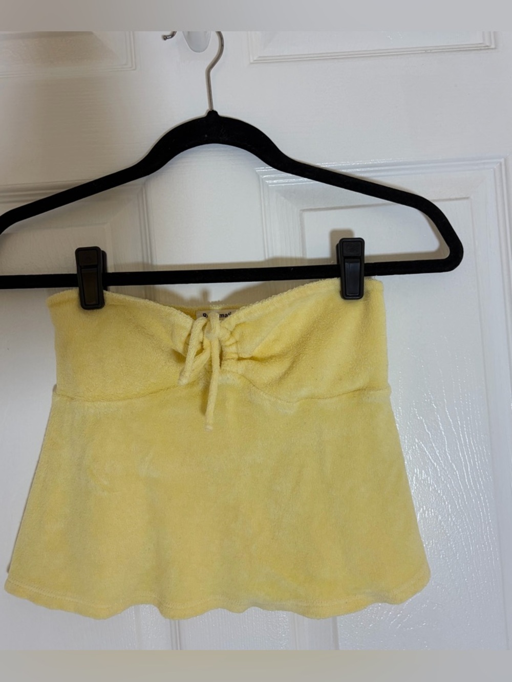 Reformation Yellow Terry Cloth Drawstring Tube Top